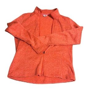 Danskin Now Bright Orange Zip Up Athletic Jacket Large with Thumb Holes EUC L